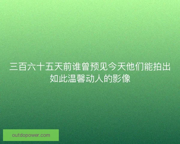 三百六十五天前谁曾预见今天他们能拍出如此温馨动人的影像